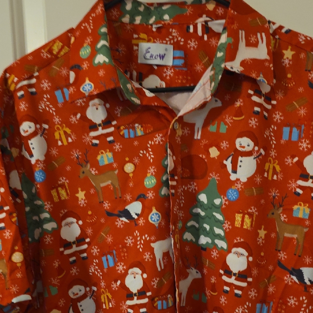 Men Christmas Themed Red Shirt